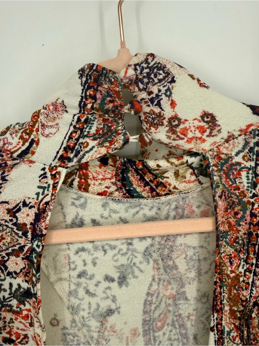 Free‎ People All Dolled Up Dress Pink Ivory Paisley Boho Festival Open Back Mini